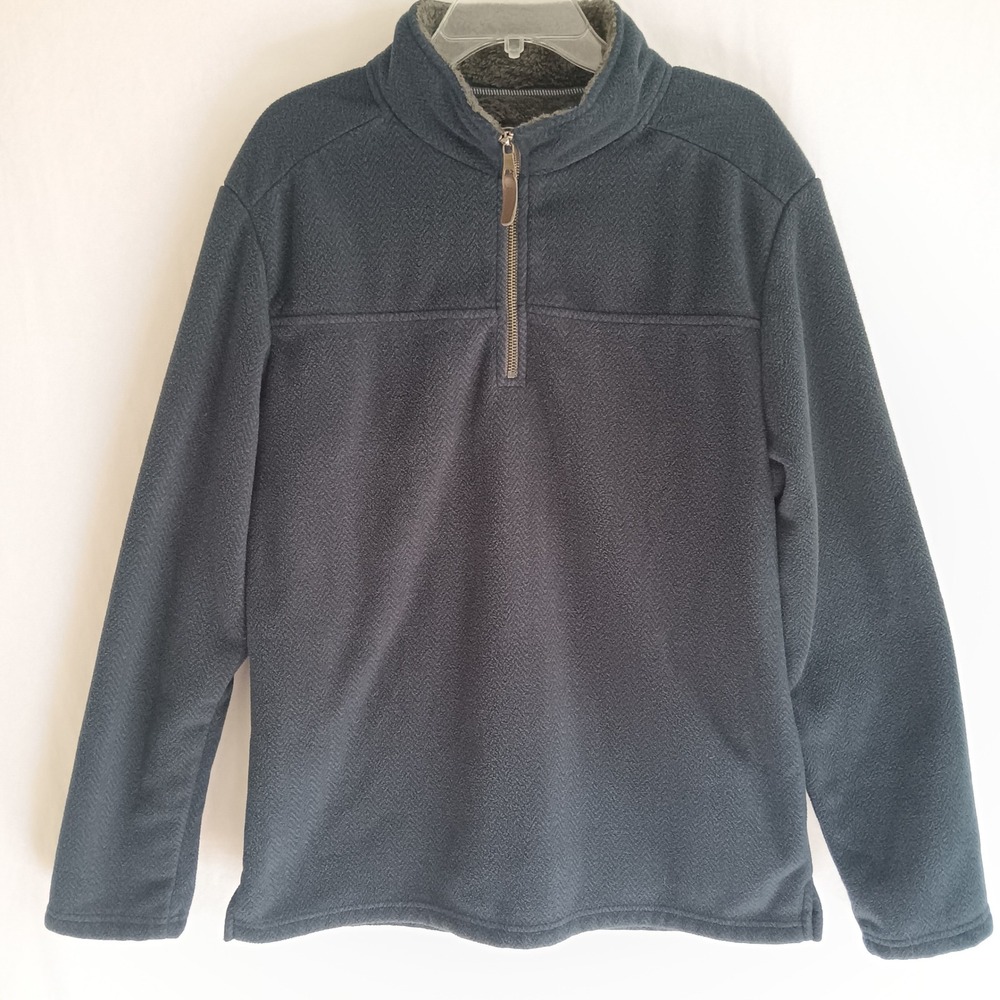 London Fog Fleece Pullover Mens XL Blue Excellent 1/4 Zip Sherpa Collar Texture
